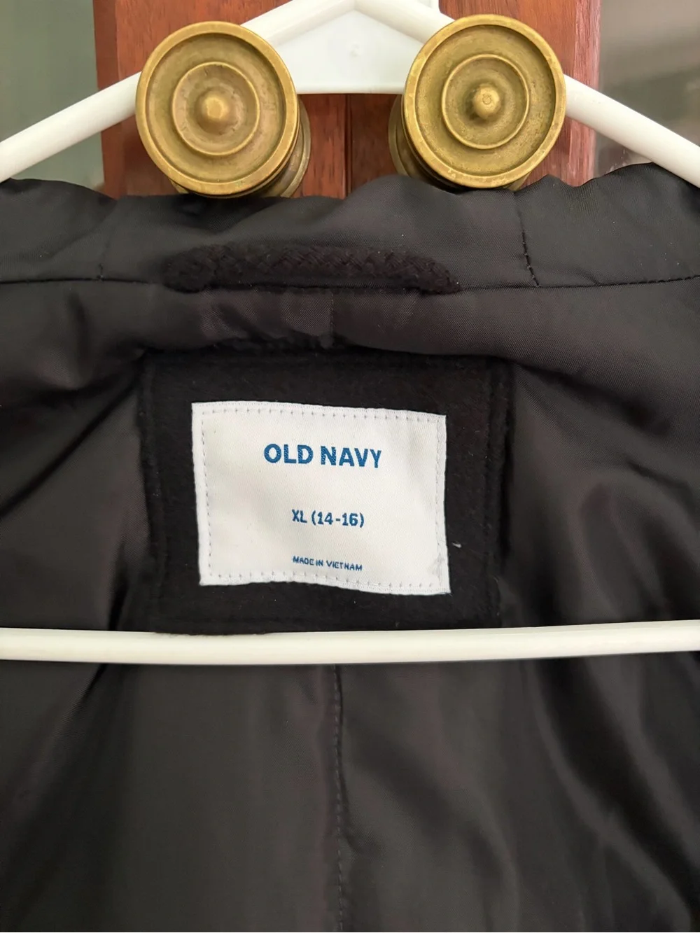 Boys Old Navy Black Hooded Peacoat 14/16